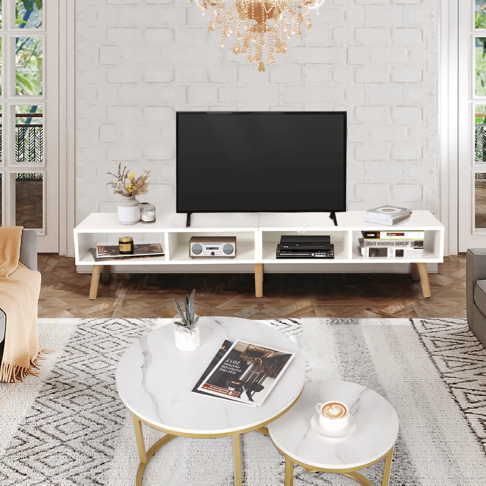 

VOWNER 59" TV Stand With Open Shelf Up To 55-60 Inch TV, Console Table Entertainment Center For Living Room, Bedroom,Thanksgivin