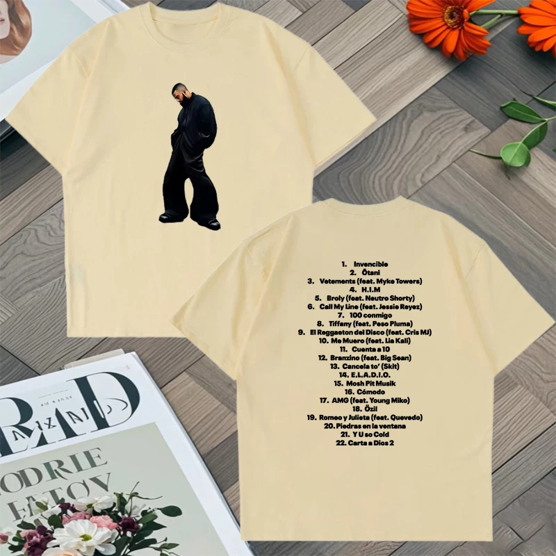 New 2025  Singer Album DON KBRN Graphic Double Sided Printed 100% Cotton Top Men Women Oversized t-shirt Fashion Unisex clothing