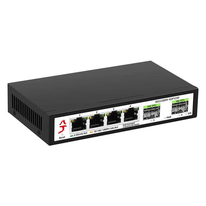 XikeStand-Switch de Gerenciamento Ethernet Simples, Suporta VLAN, Porta de Divisão, 4*2.5G RJ45, SFP +, 6 Portas, 2.5G