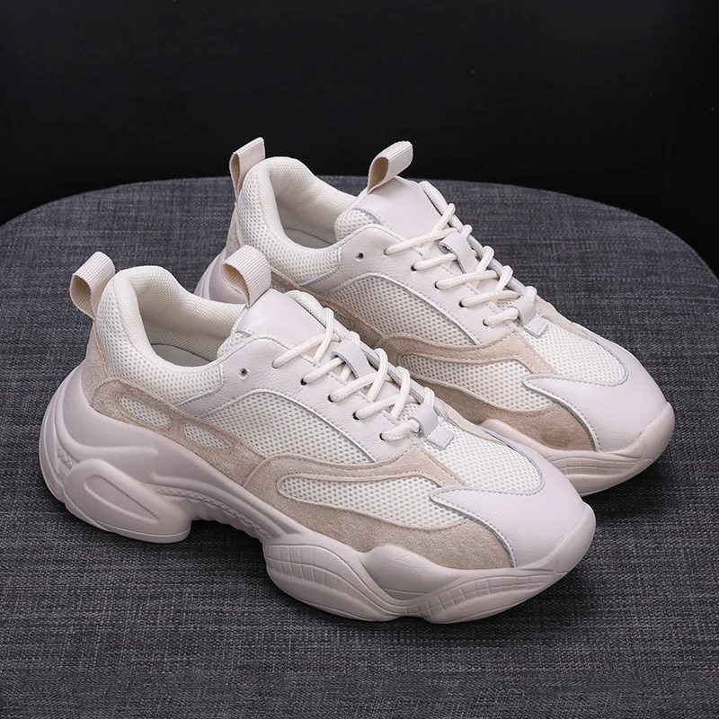 AIYUQI Sneakers women 2024 new women sneakers genuine leather white running shoes platform flat casual spring footwear female