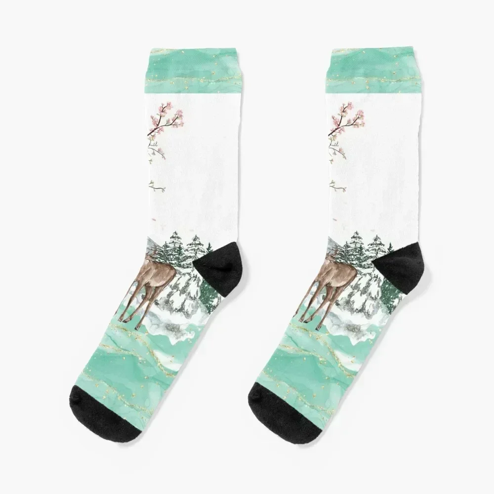 Raindeers in Winter ? Socks anti slip football halloween custom sports cotton Men's Socks Women's