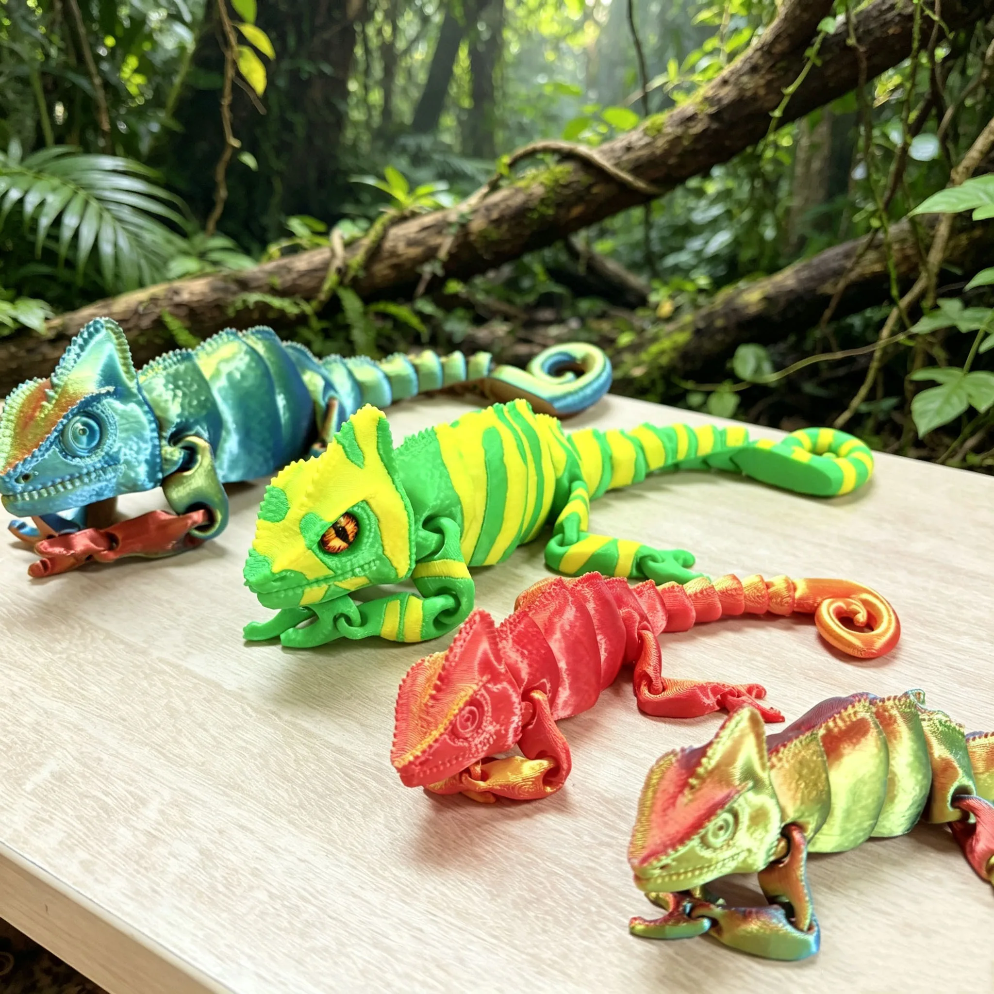 カメレオンの関節式フレキシブルフィジェットデスクフィギュアお - 3D Printing Lizard のレビューと価格