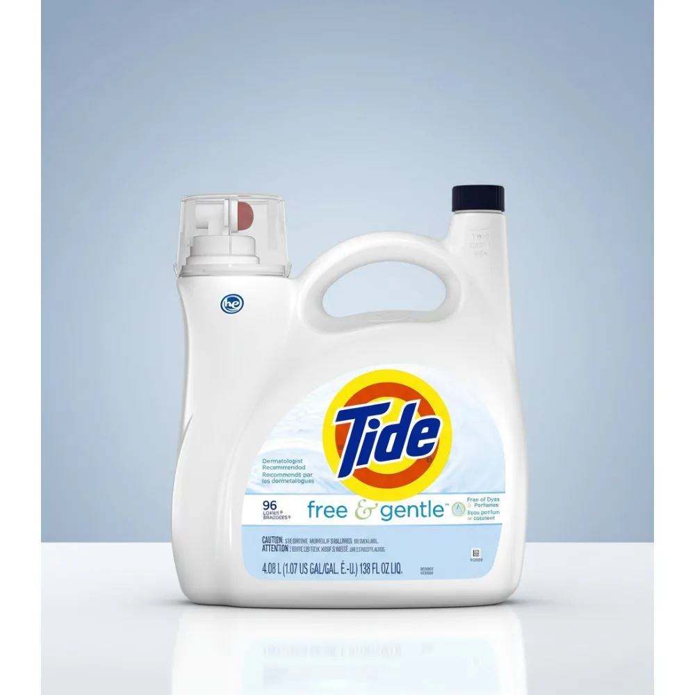 

Hypoallergenic Liquid Laundry Detergent 138oz, 96 Loads, Dye-Free & Perfume-Free for Sensitive Skin Families