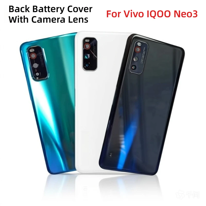Back Battery Cover For VIVO IQOO Neo3 Glass Door Panel Housing Case With Camera Lens Replacement Parts