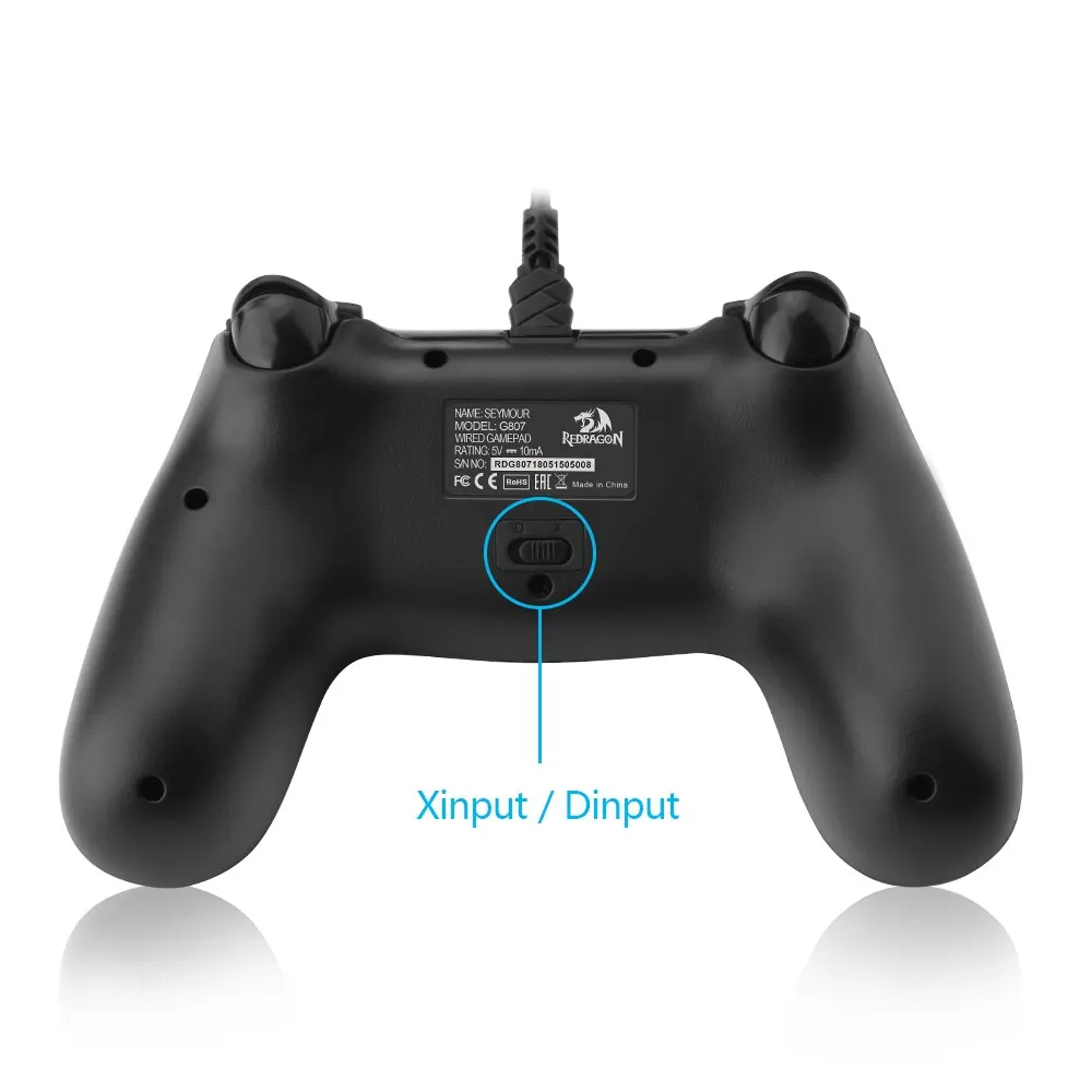 REDRAGON SATURN G807 Gamepad Wired PC Game Controller Joystick Dual Vibration Saturn per Windows PC PS3 Playstation Android