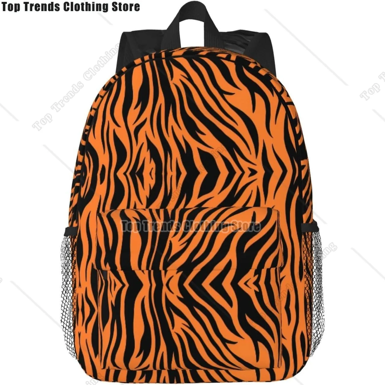 Tiger Stripes Orange Pattern Print Adults Backpack Lightweight Backpacks For Hiking Work Laptop Backpack Men Women