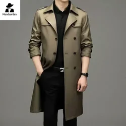 Cortavientos de marca para hombre de negocios, gabardina con doble botonadura, color caqui, azul marino, negro, alta calidad, ropa nueva de moda para hombre 2023