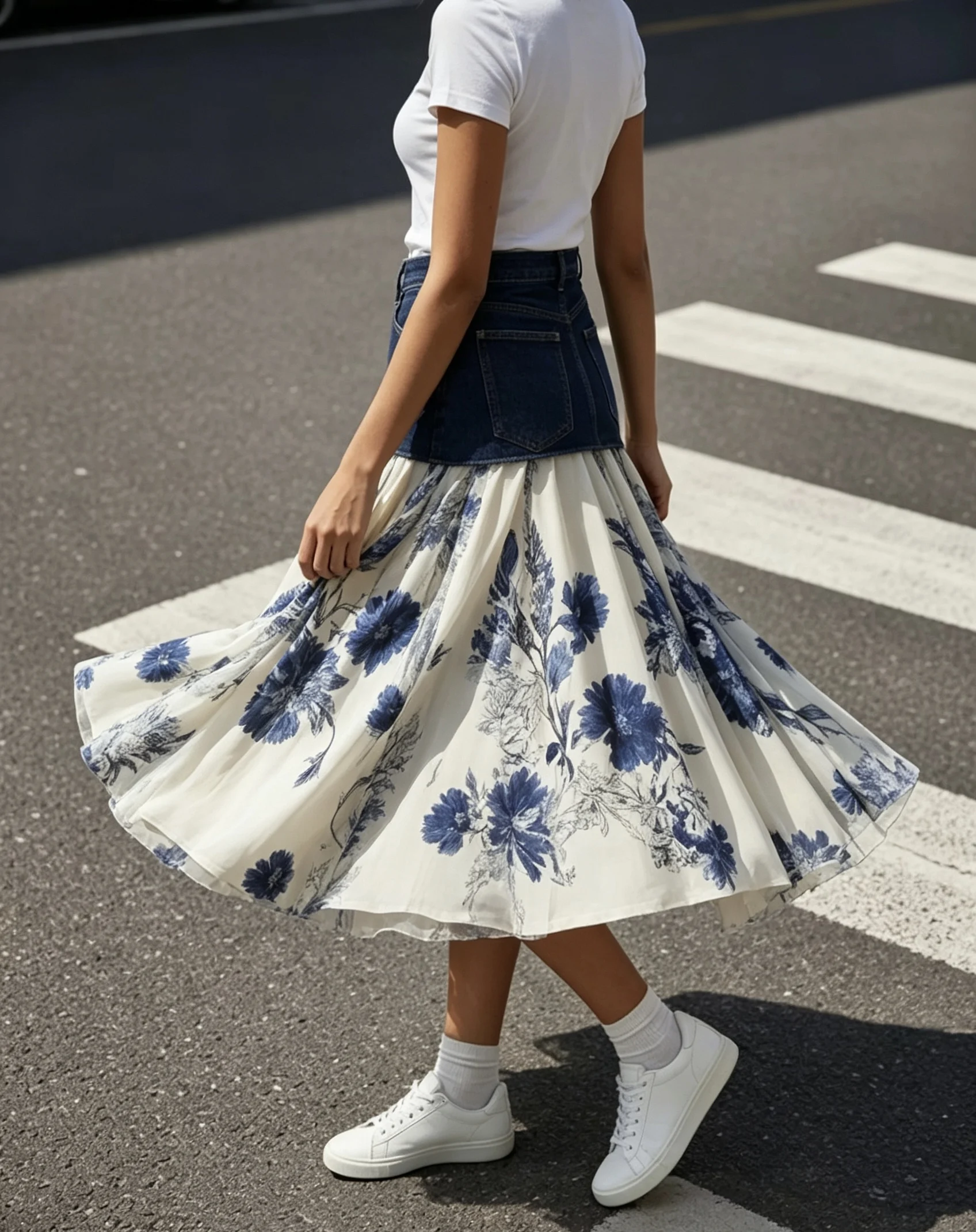 Plus Size Women High Waist Den - đánh giá và giá Midi Skirt Floral