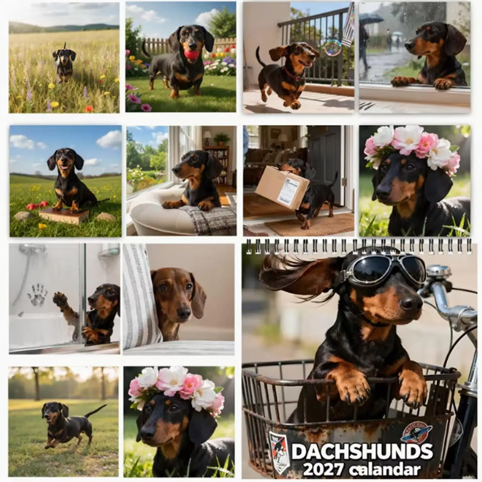 Wall Calendar 2027 Hangable Funny Jan-Dec Monthly Planner Nature Dog Planner Calendar for Office School Reading Study Task