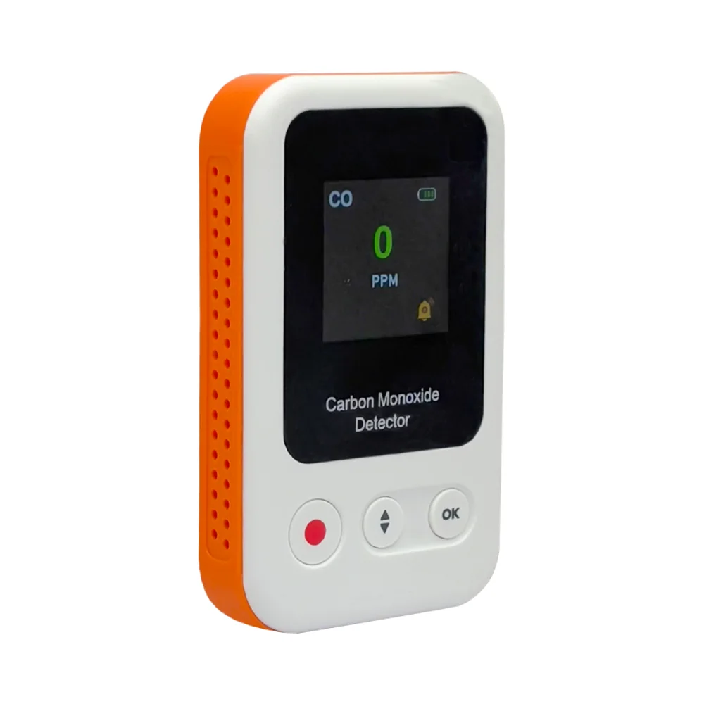 Rilevatore portatile di monossido di carbonio Mini monitor CO ricaricabile in standby da 15 giorni con cordino per misuratore di CO da campeggio da viaggio 0-1000 ppm
