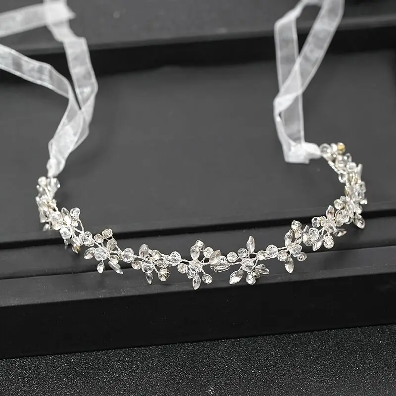 Silver Color Headbands For Women Bride Handmade Crystal Rhinestone Tiaras Hairbands Wedding Hair Accessories Queen Headband Gift