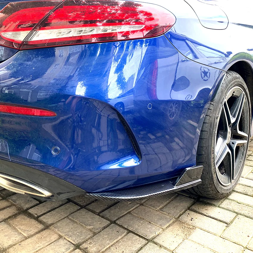 

For Mercedes C Coupe C205 C200 C260 C43 C63 AMG 2015-2021 Rear Corner Splitter ABS Plastic Gloss Black