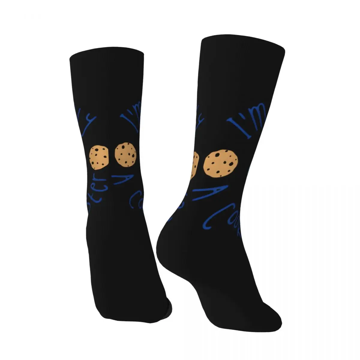 Retro Blue Texts Men's compression Socks Unisex Cookie Monsters Face Street Style Pattern Printed Novelty Crew Sock