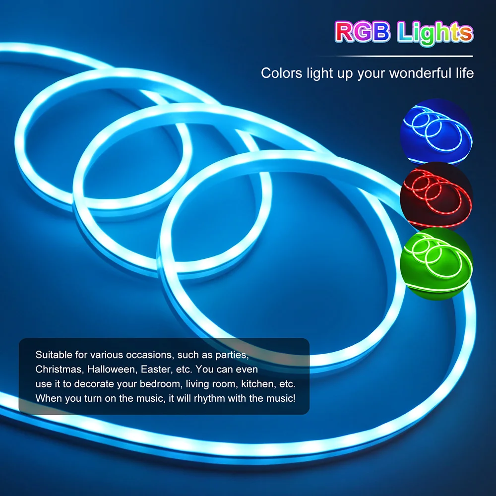 5V RGB LED Neon Strip 3Key Music Controller Kit USB Power Light 4x13mm 3535 60 LEDs/m Waterproof Flexible Lamp Home Decoration