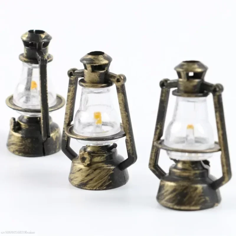 1:6 Retro Style Scale Miniature Oil Lamp Dollhouse Accessories Mini Kerosene Lantern Micro Landscape Decor Scene Ornaments