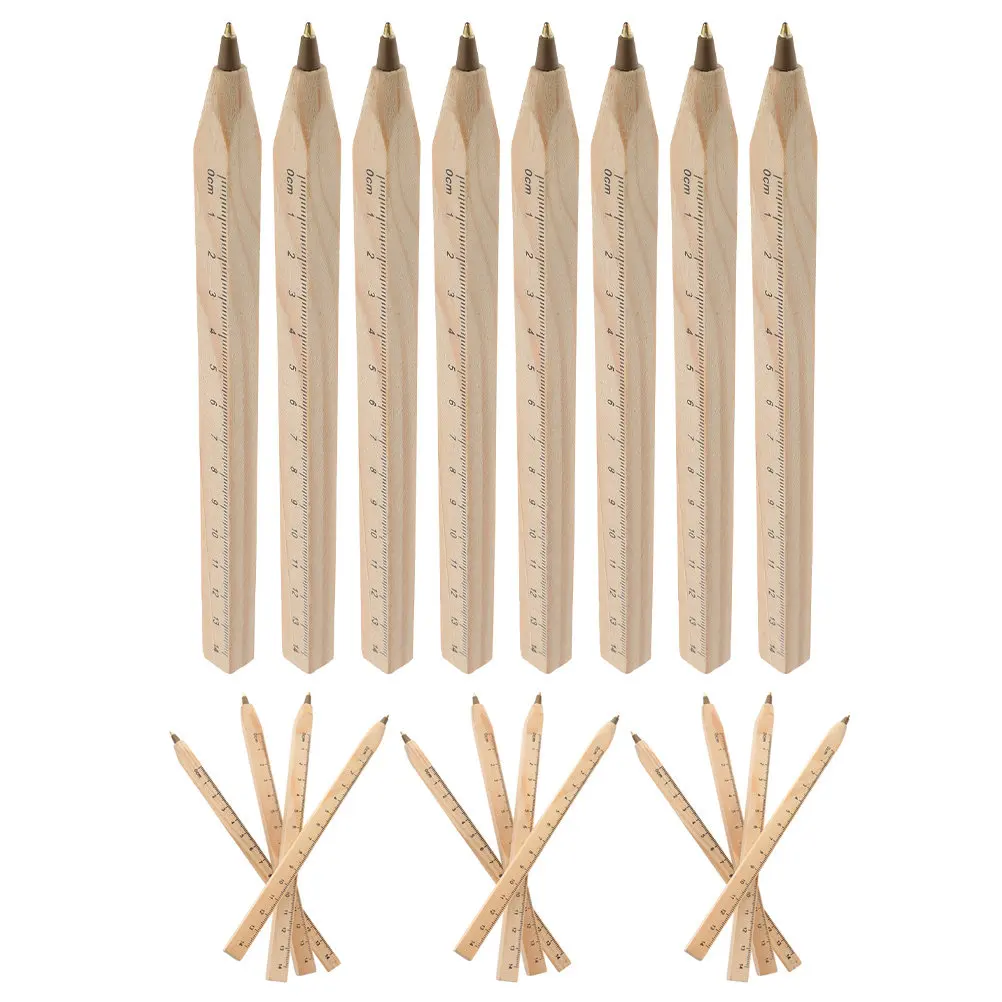 

20Pcs Woodworking Ballpoint Pens Professional Carpenter Marker Wooden Ruler Pen Industrial Drafting Drawing Black Ink Signature