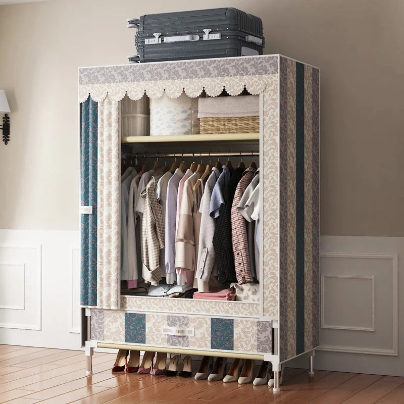 Wardrobe with drawers, bedroom, household, simple wardrobe, rental house, economical, sturdy and durable