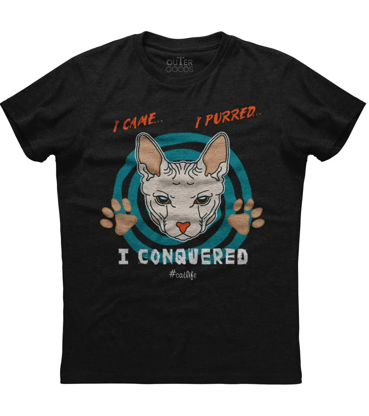 Je suis venu, je soufflé, je conquisé. T-shirt avec phrase graphique de chat drôle. T-shirt d'été à manches courtes et col rond pour hommes, en coton, nouveau S-3XL