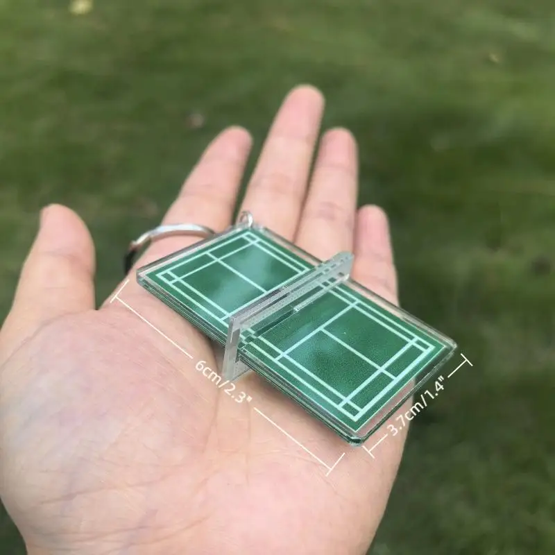 على الوجهين ملعب كرة الريشة الصغيرة كيرينغ الاكريليك الريشة سلسلة مفاتيح مصنوعة من الأكريليك تنس الطاولة تنس المحكمة تنس الطاولة مفتاح حامل #6