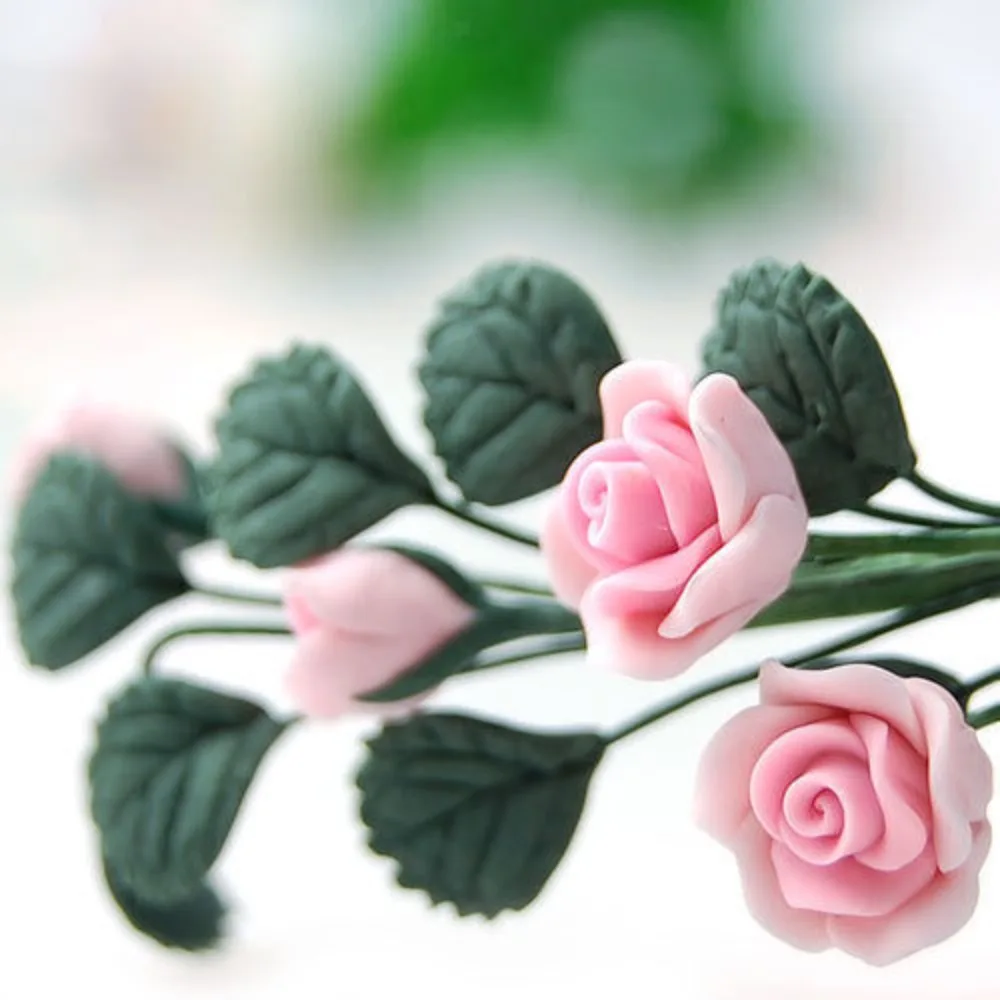 고품질 1:12 인형 집 미니어처 미니 인형 액세서리 매력적인 플라스틱 시뮬레이션 장미 꼬치 내구성 인형 집 모델