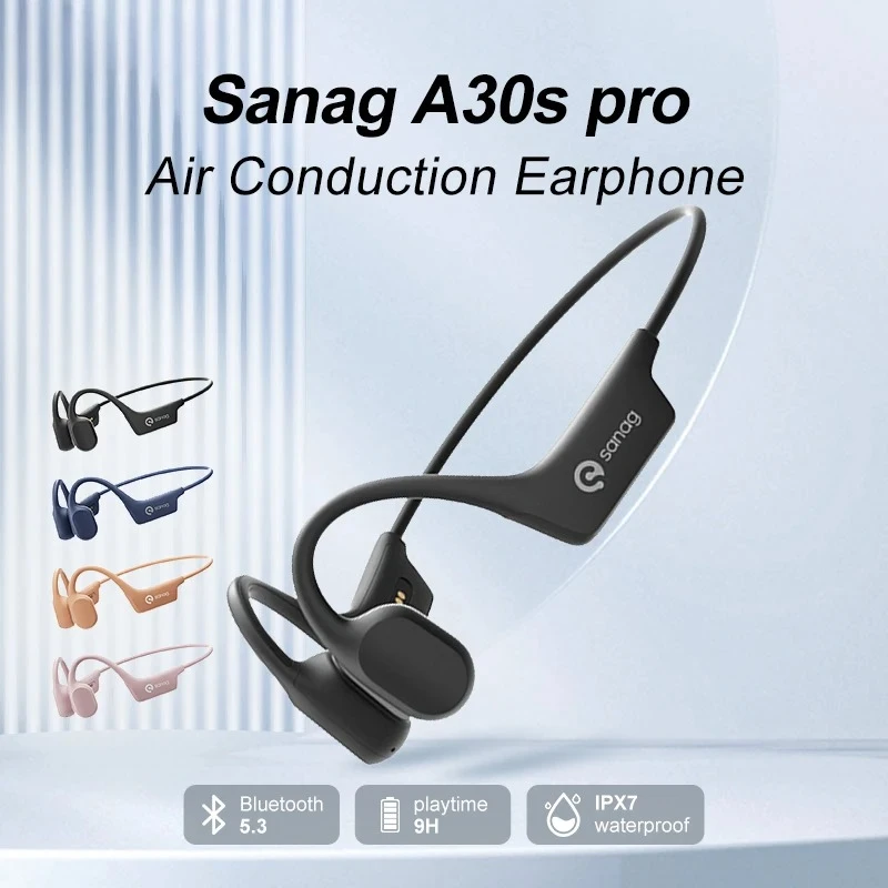 

Беспроводные наушники Sang A30S Pro с воздушной проводимостью Bluetooth 5,3 с открытым ухом 360° ° Водонепроницаемая гарнитура с панорамным звуком IPX7