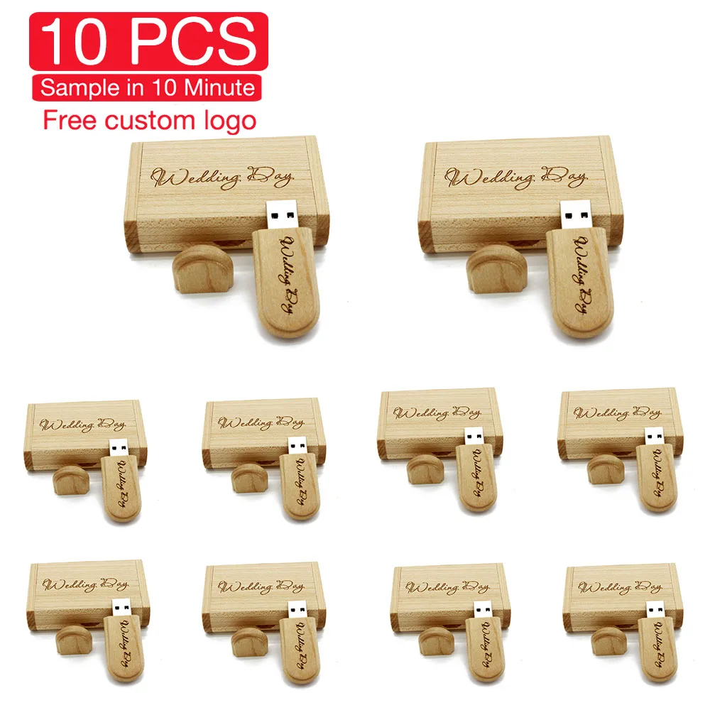 

10PCS/Lot Maple wood 128GB USB 2.0 Flash Drives Wooden Pen Drive 64GB Memory Stick Free Logo Wedding Photography Gifts U Disk