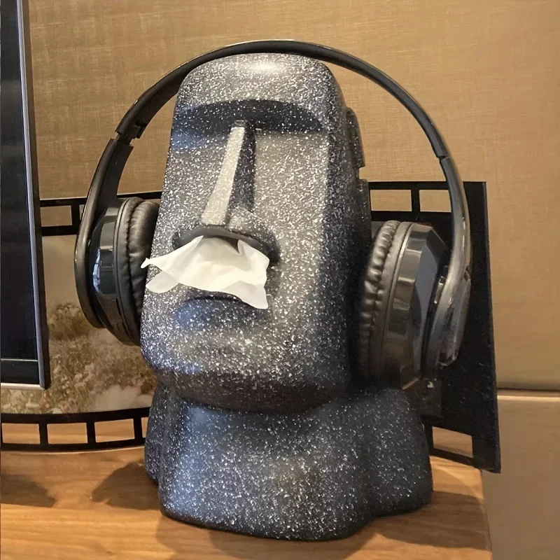 Funny Easter Island Tissue BoxPaper Towel Box Square Moai Shape Resurrection Island Stone Figure Tissue Box Table Decoration