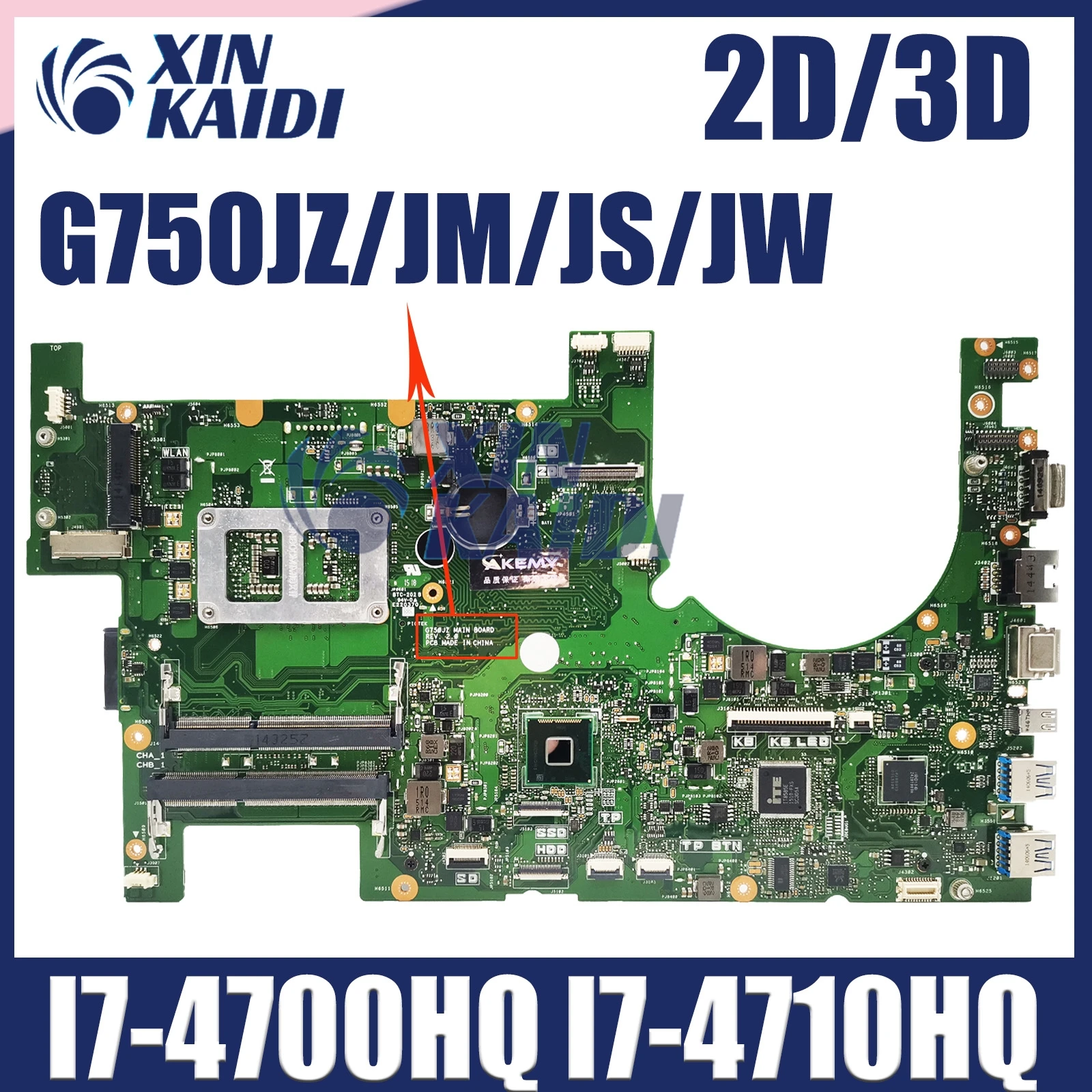 

G750J Mainboard For ASUS G750JYA G750JZ G750JW G750JX G750JM G750JS Laptop Motherboard With I7-4700HQ I7-4710HQ 2D-LCD