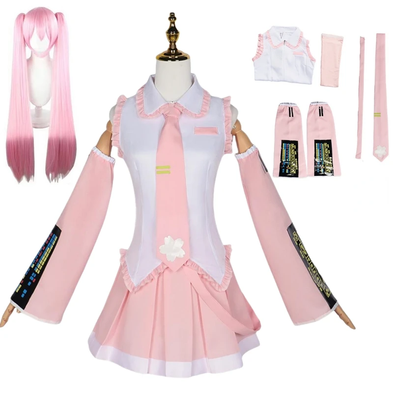 

Pink Miku Cosplay Costume Performance Suit Cos Suit Hatsune Miku Regular C Suit Wig Cosplay Girls Spring Sakura Cherry Miku