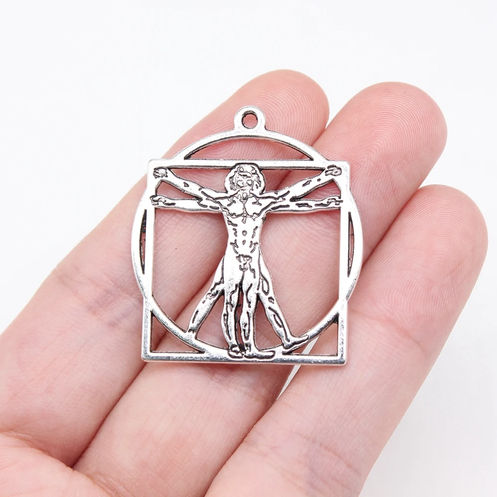 WYSIWYG – breloques antiques pour la fabrication de bijoux, couleur argent de 34x30mm, 5 pièces