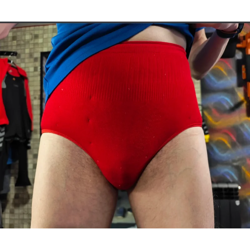 Handmade Men Sexy Cotton High-waisted Underpants Filled Cotton Thick Puffy Warm Briefs Fetish Panties BF Private Party Costumes