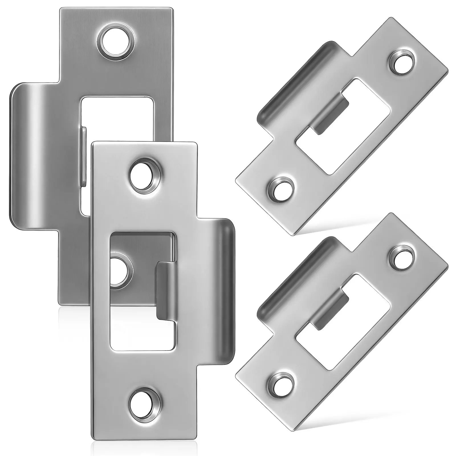 4Pcs Heavy Duty Stainless Steel Door Reinforcement Plate Deadbolt Strike Cover for Home Interior Exterior Door Installation