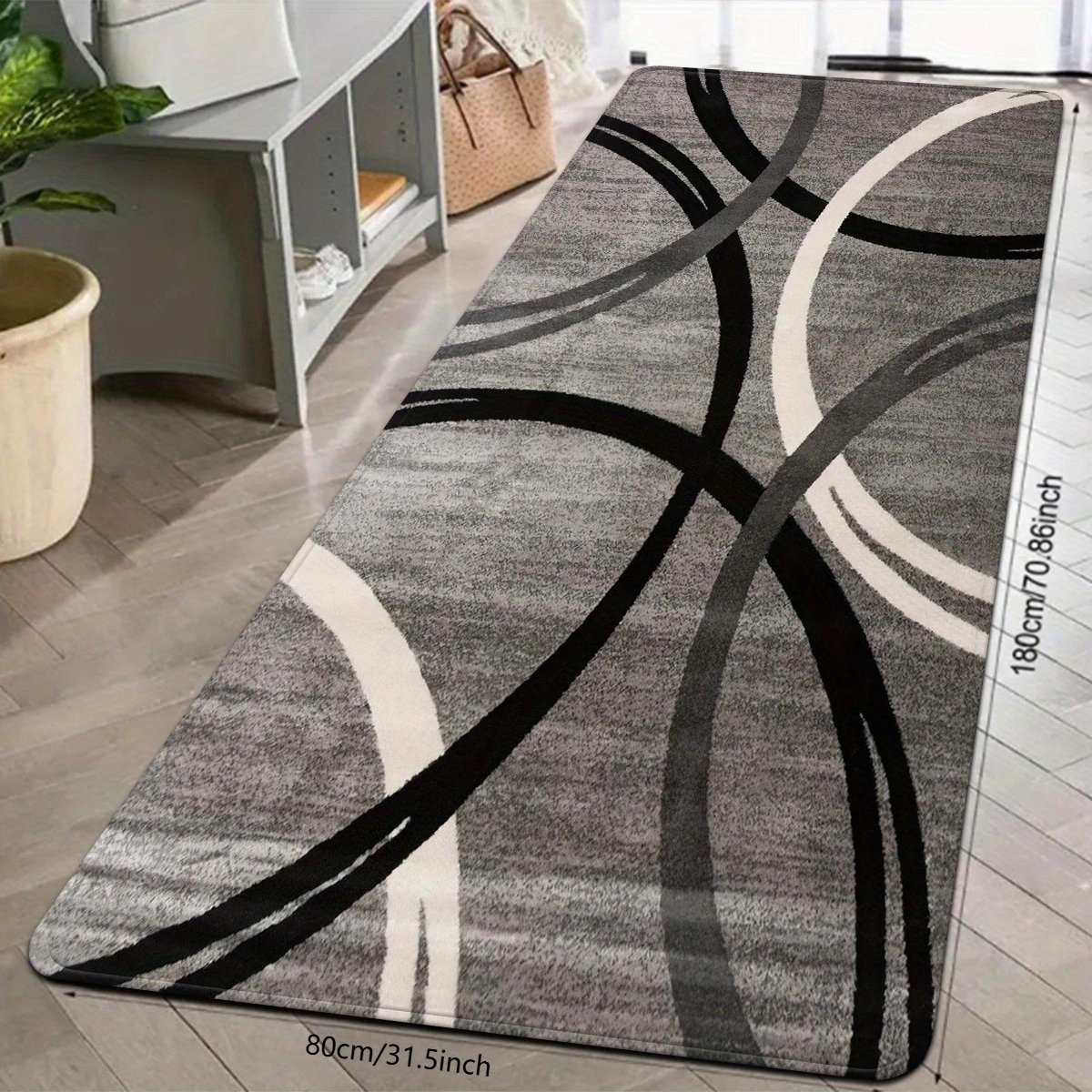 

[Open ] 1pc/2pcs/3pcs Fashion Easy Gray Geometric Pattern Long Runner Rugs Suitable for Kitchen, Bathroom Doorway, Laundry Room Decor