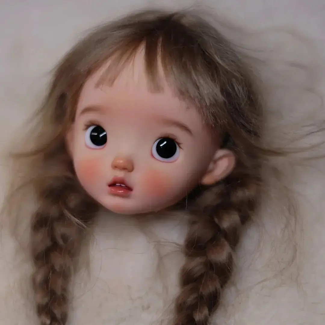 دمية BJD 1/6 نيمو طقم رأس كبير للأطفال راقي لسان من الراتنج يلتصق رأس الفتاة مجرد رأس