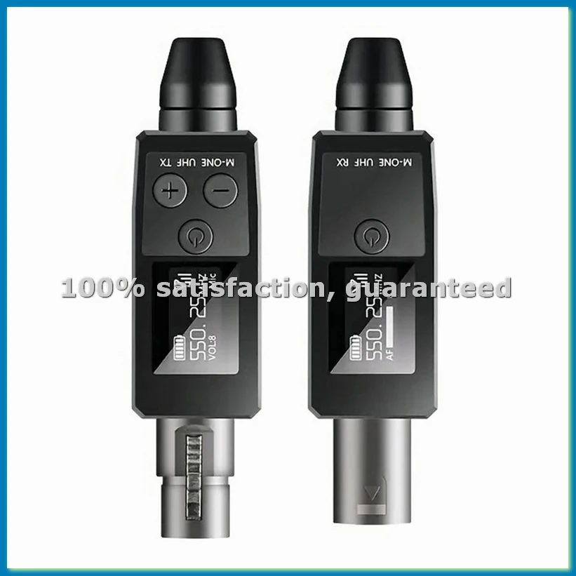 

Беспроводная UHF-система для микрофонов: передатчик и приемник XLR, совместима с конденсаторными микрофонами 48В - ABWO