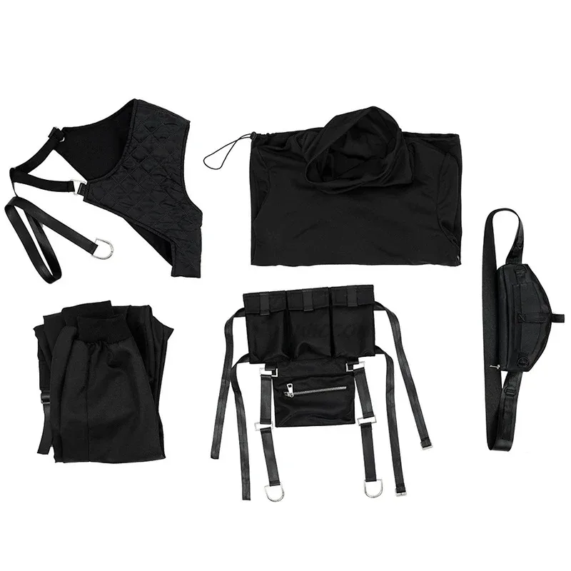 لعبة مشروع Sekai VBS تأثيري Shinonome Akito تأثيري حلي البدلة جميع البدلة السوداء شعر مستعار أسود أغطية الرأس ل تأثيري أنيمي