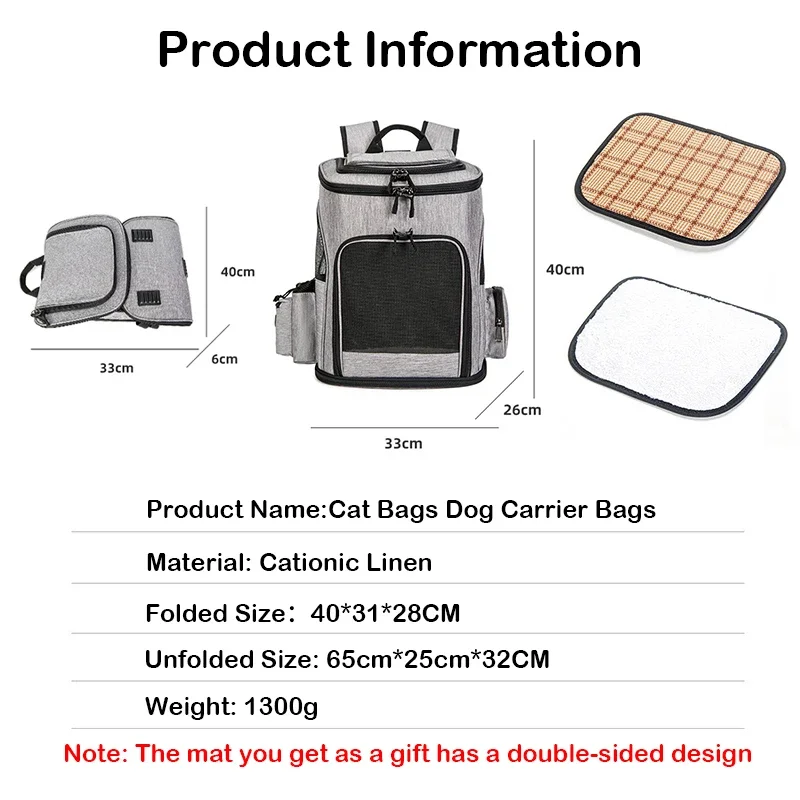 Pet Cat Carrier Dog Backpacks Breathable Pet Carrier Foldable Dog Carrier Bag Portable Cat Backpack Transport Travel Pet Bag