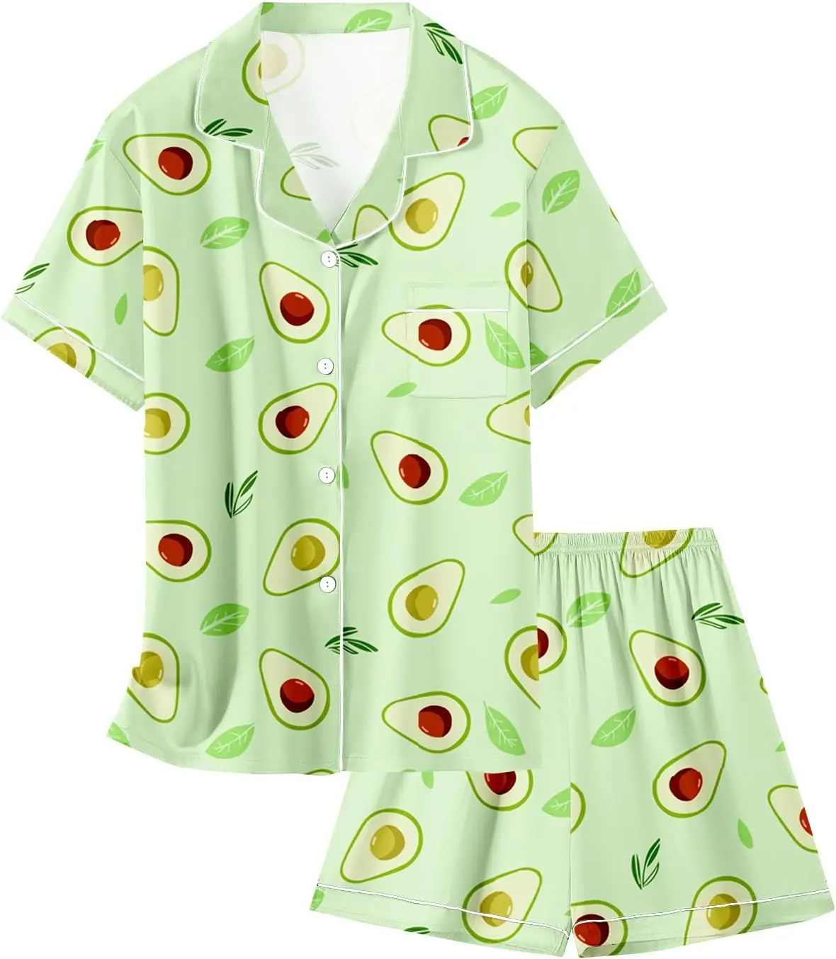 

Girls & Womens Satin Pajamas Set, Silk Button-Down Sleepwear 2 Piece Nightwear, 3 Years - Women XXL