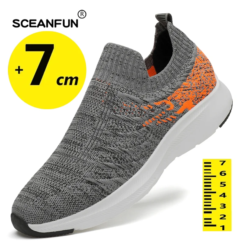 Toenemende Lift Man Sneakers Zomer Lift Schoenen Hoogte Verhogen Schoenen Voor Heren Mesh Licht 7Cm Slip-On Casual Sportschoenen