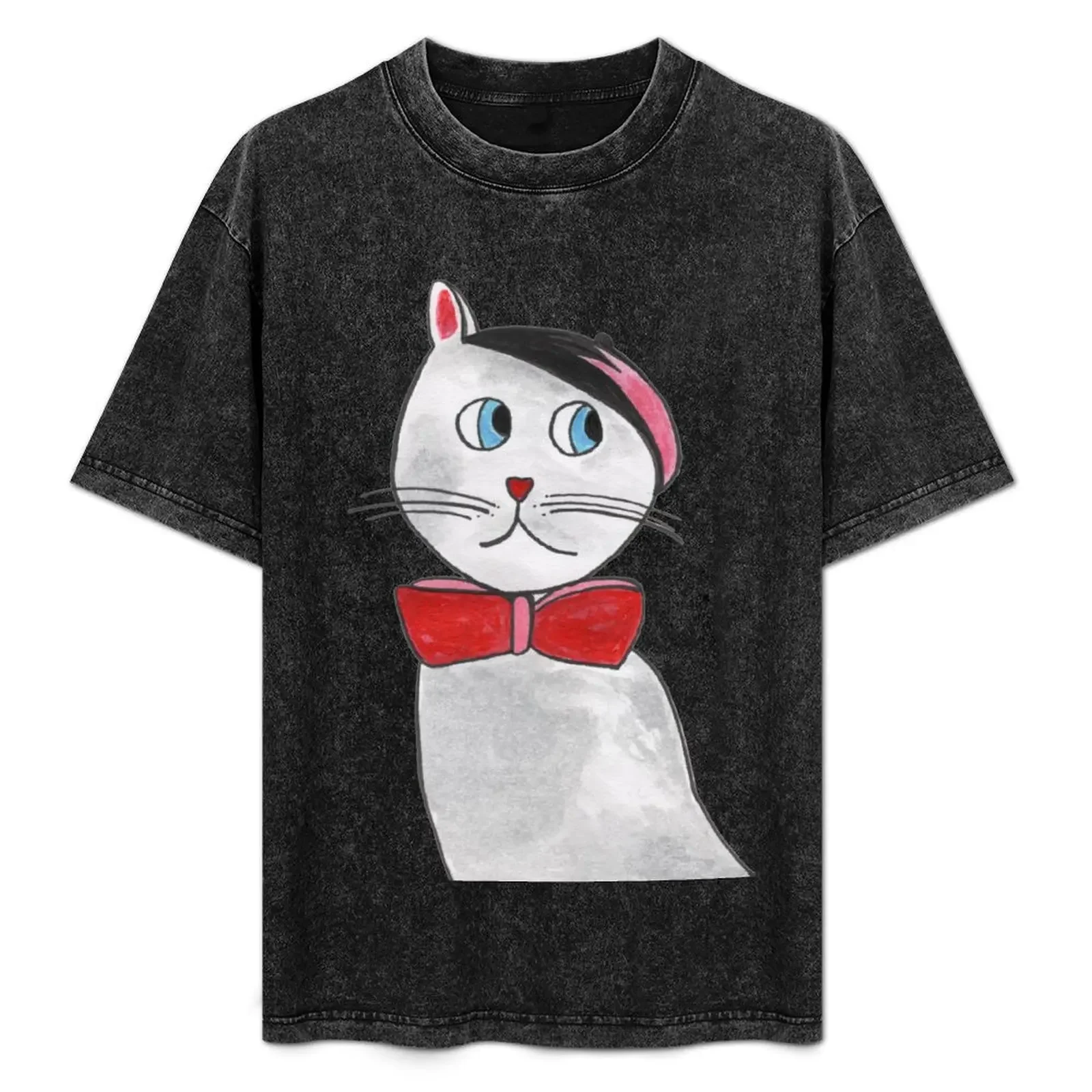 

Blue-eyed French Cat with Beret T-Shirt cotton graphic tees anime hippie clothes mens big and tall t shirts