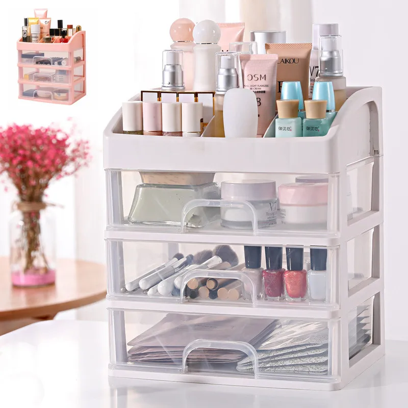 

3Layers 4Layers Makeup Storage Box Jewelry Container Make Up Case Brush Holder Organizers Drawers Large Capacity Storages Rack