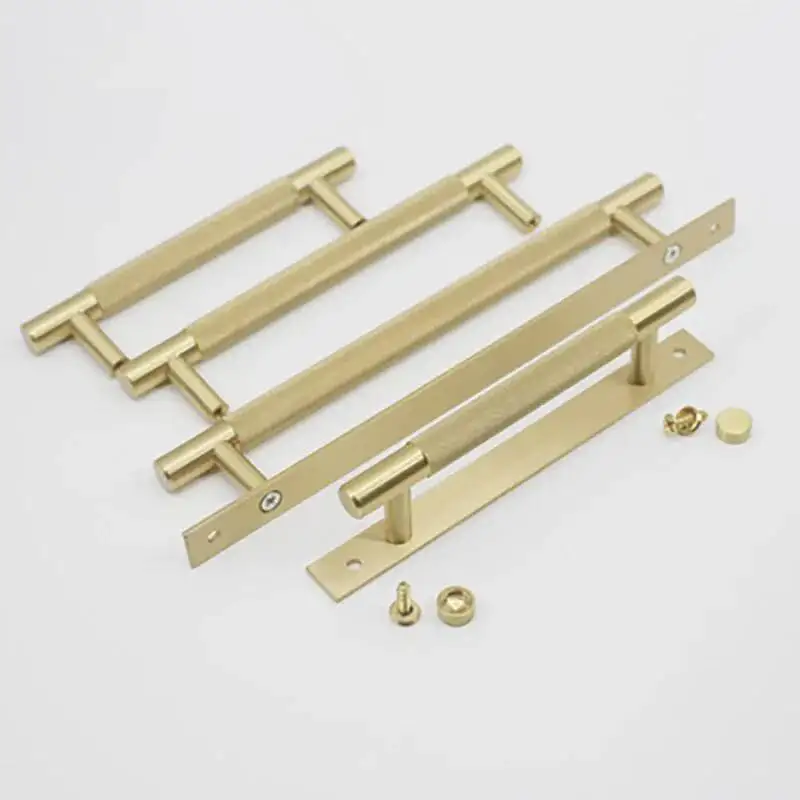 

Brass Wardrobe Handle With Back Plate Cabinet Pull Drawer Dresser T Bar Gold Knur Furniture Knob Door Hardware
