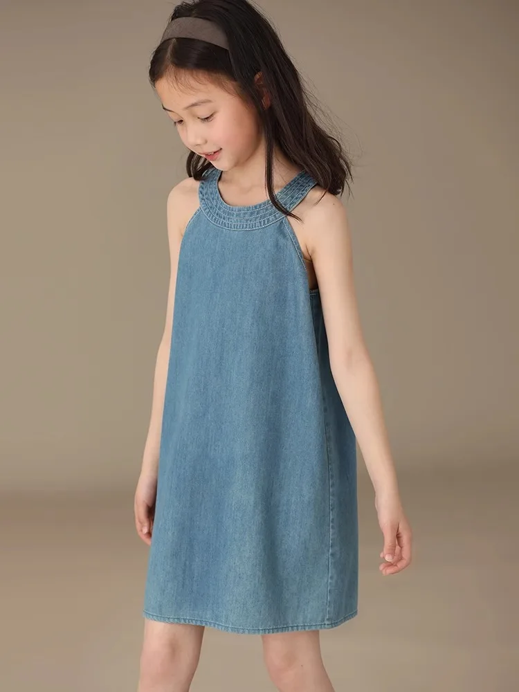 

Kids Clothes Girl's Spring/Summer Denim Dress Halter Sundress Casual Parent-child Dress Denim Tank Top Dress