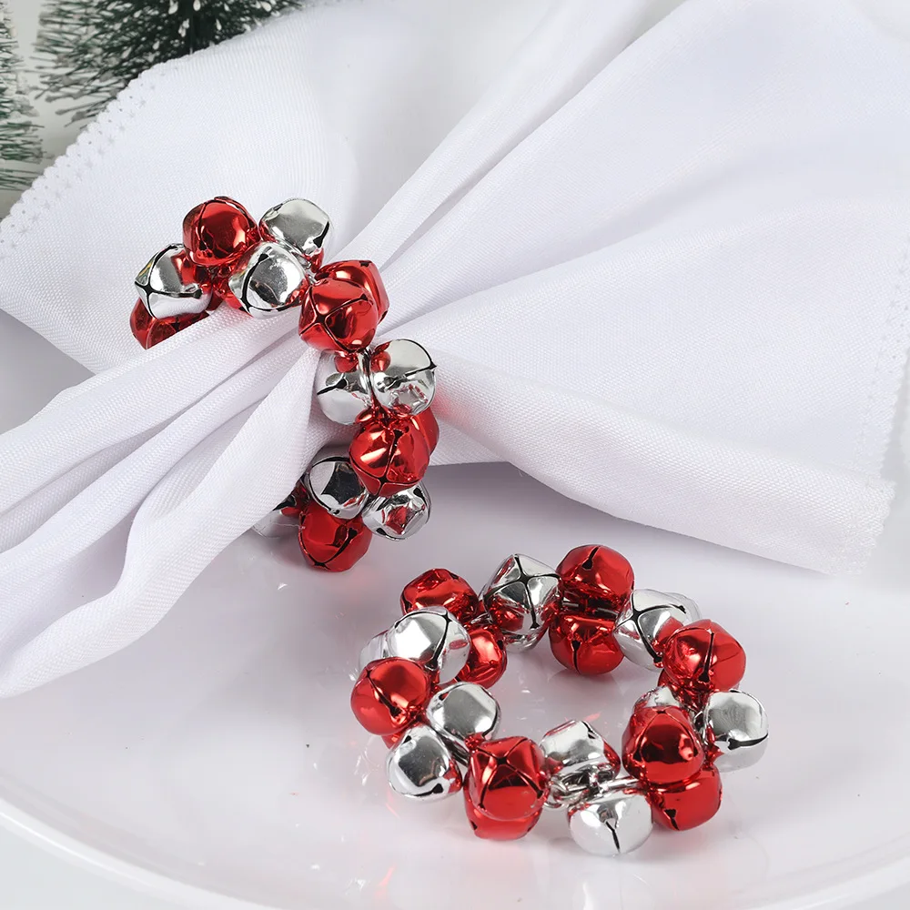 4PCS Christmas Metal New Colorful Bells Napkin Ring Table Setting Dining Kitchen Party Table Decor Napkin Buckle