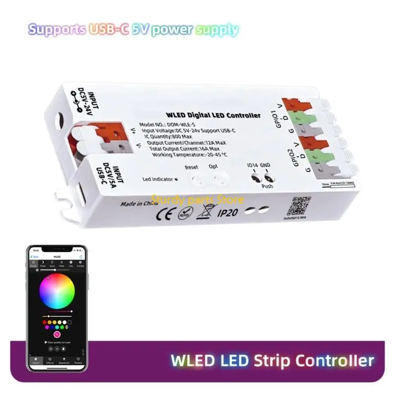 97QC 8266 Strips LED digital WLED Controlador lámparas Dimmers LED CONTROLES REMITOS CONTROLES LED Sistema uso fácil