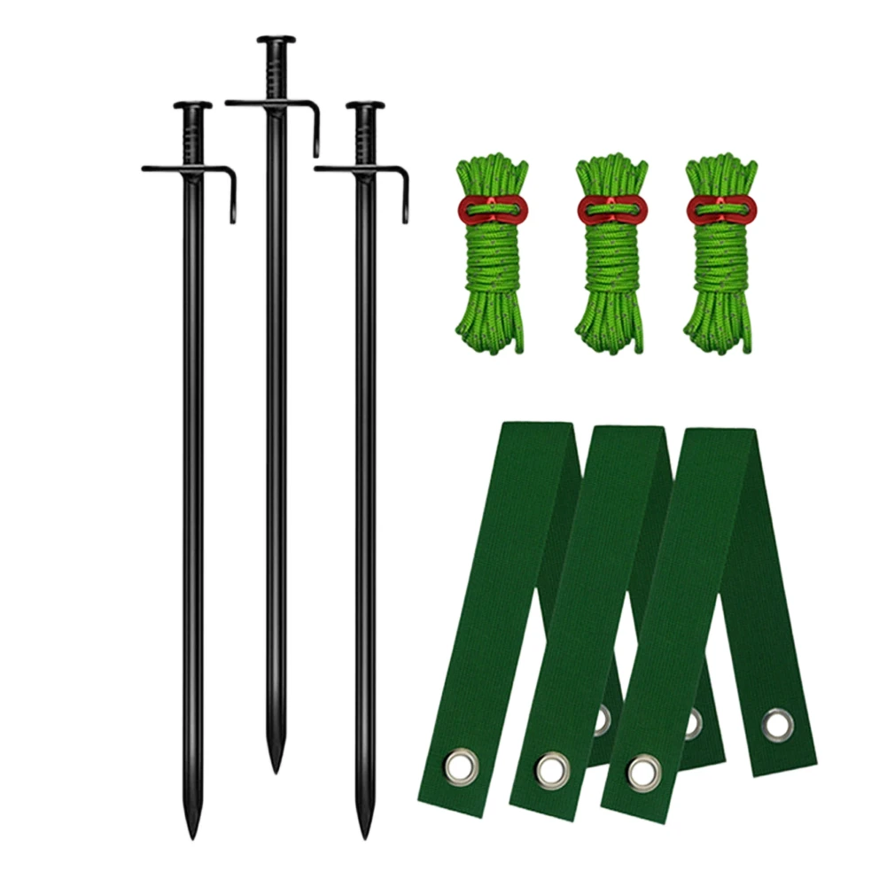

Heavy Duty Tree Stump Support Strap Kit 9pcs with 30cm Ground Nails 40cm Windbreaks and 4m Rope for Tree Stability