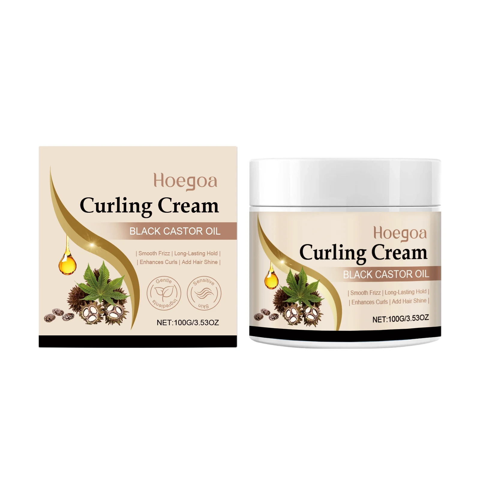 Curl Defining Cream with Black Castor Oil Enhance Curls Long Lasting Hold Add Hair Shine Smoothing Frizz Curling Styling Cream