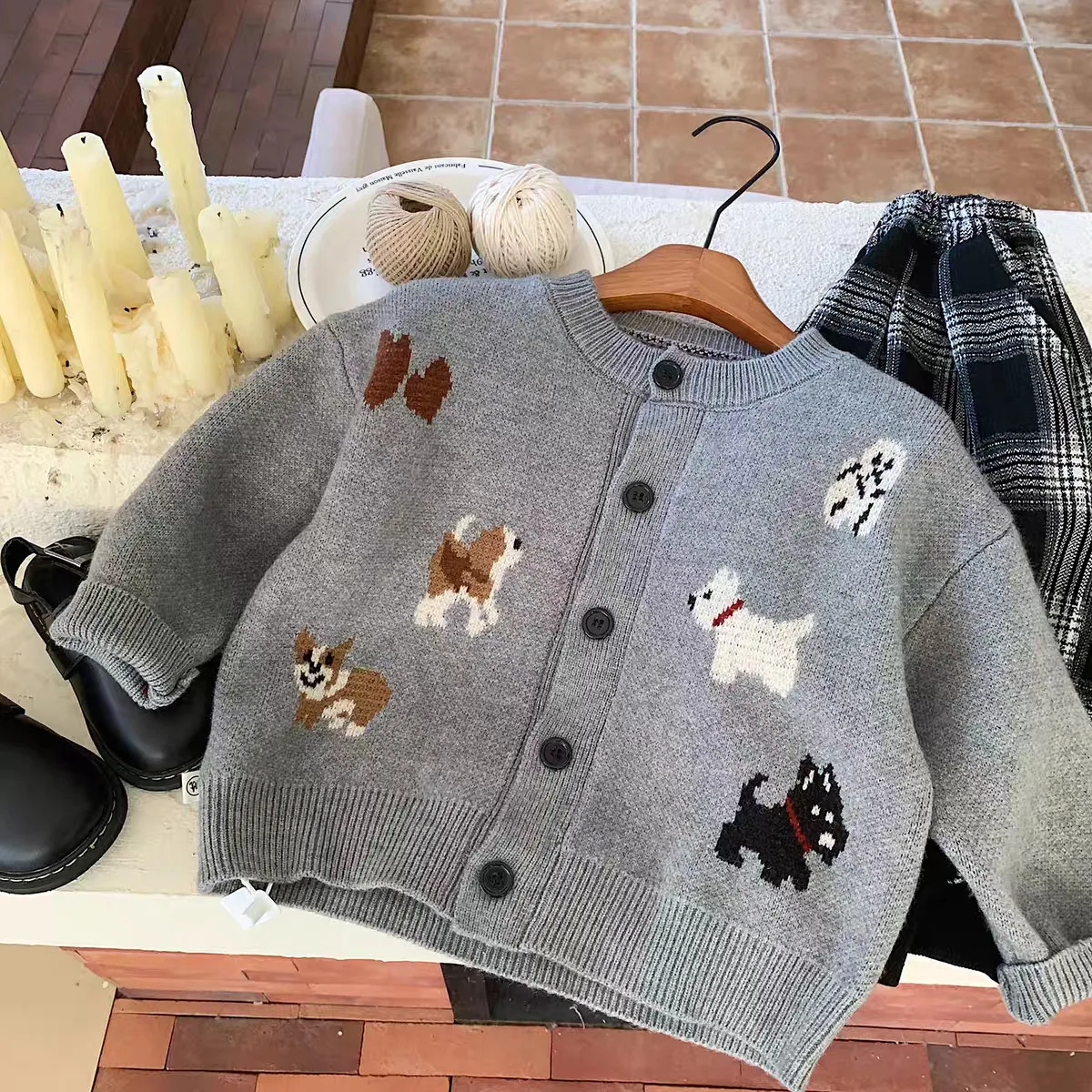 Baby boy sweater cardigan Spring and Autumn children's round neck knitted sweater jacket