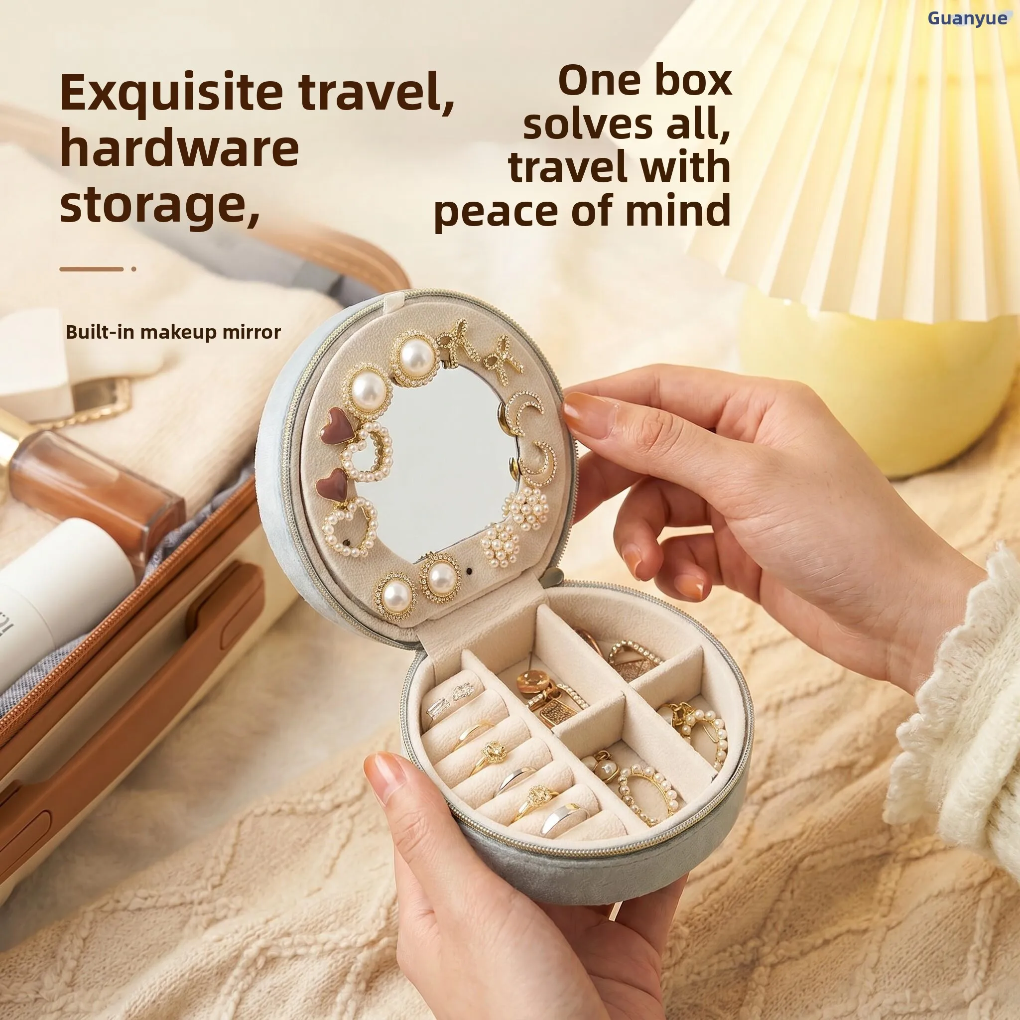 

Portable Travel Jewelry Box Anti-Oxidation Sealed Storage Case for Necklaces Earrings Rings Creative Velvet Fabric Storage Box