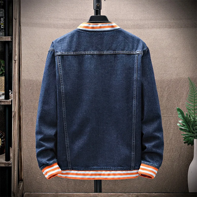 Supzoom New Arrival Letter Rib Sleeve Cotton Print Fashion Logo Single Breasted Casual Bomber Baseball Denim Jacket Loose Coat